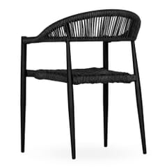 Stackable Indoor/Outdoor Rope Restaurant Chair with Black Seat and Back