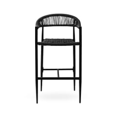 Indoor/Outdoor Restaurant Bar Stool with Black Seat and Back