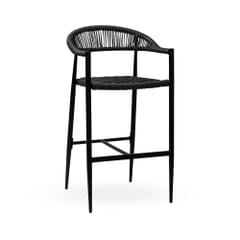Indoor/Outdoor Restaurant Bar Stool with Black Seat and Back