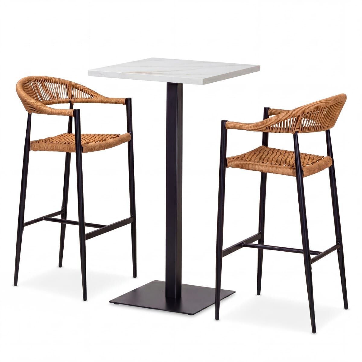 Two Bar Rest 2-Seat Restaurant Bar Set | Tan Rope & Stone