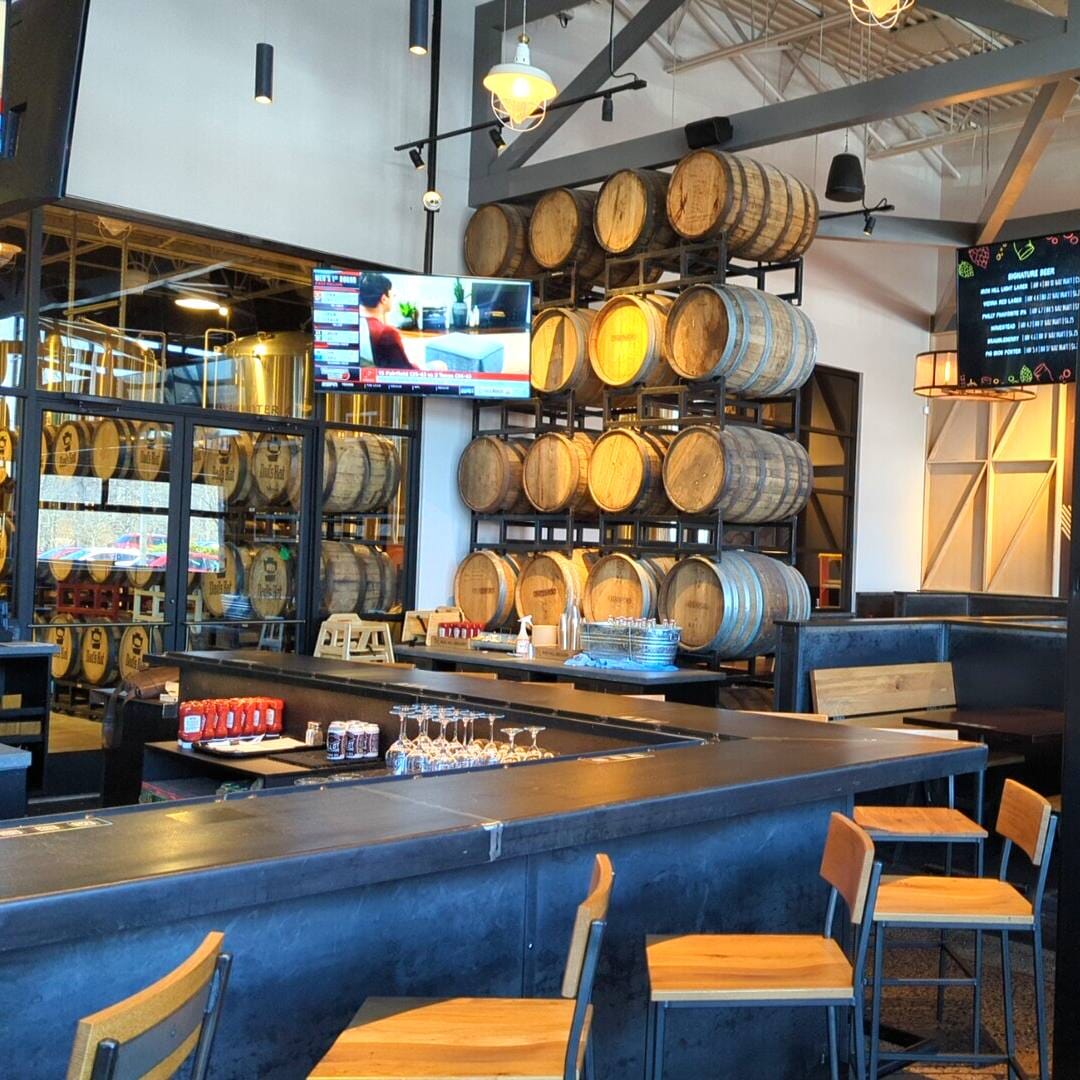 American Red Oak Wood Restaurant Bar Stool with Industrial Steel Frame