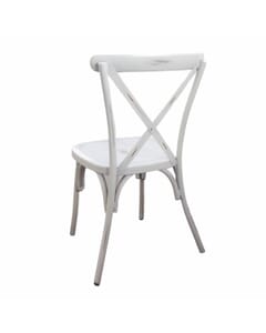Antique-Look Stackable Aluminum Cross-Back Indoor/Outdoor Chair in White 