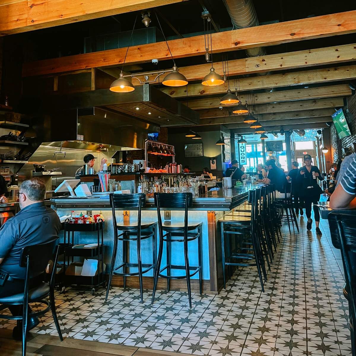 Antique Gray Industrial Steel Frame Restaurant Bar Stool