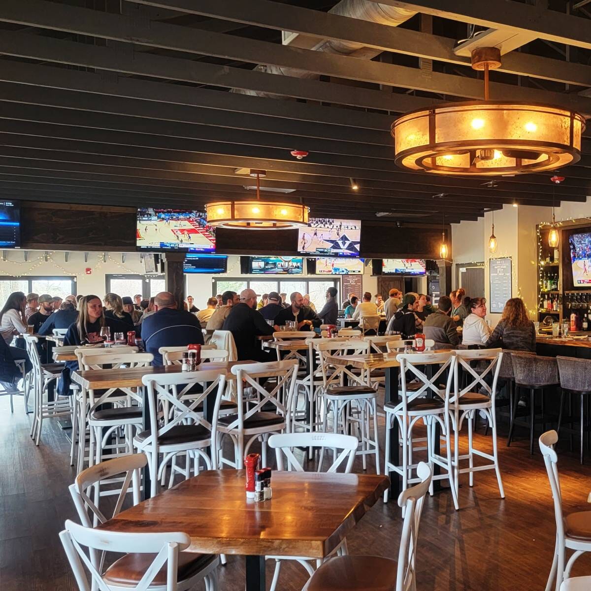 Antique-Look White Steel Cross-Back Commercial Bar Stool