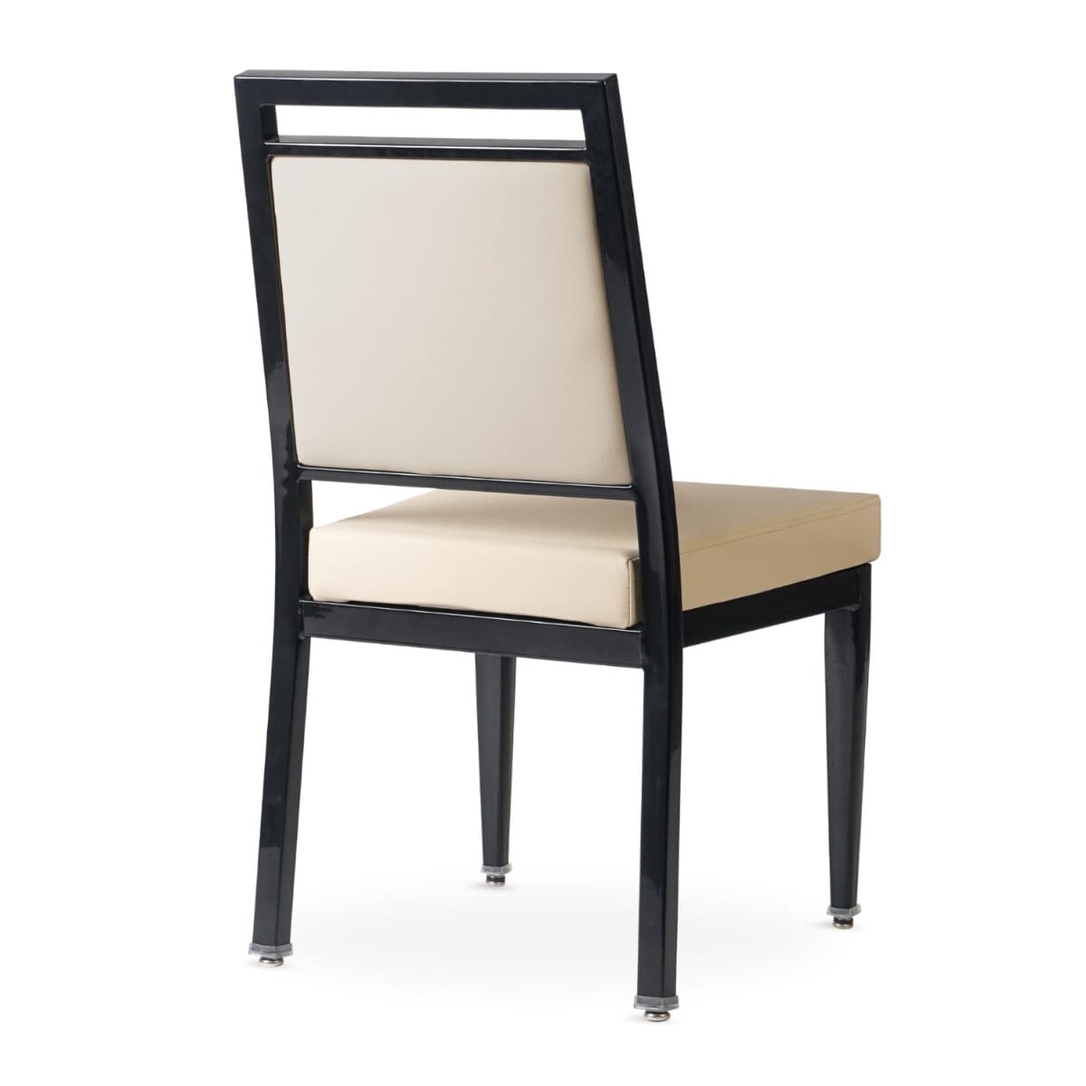 Atticus Quick Ship Steel Stackable Banquet Chair in Black with Beige Vinyl Upholstery