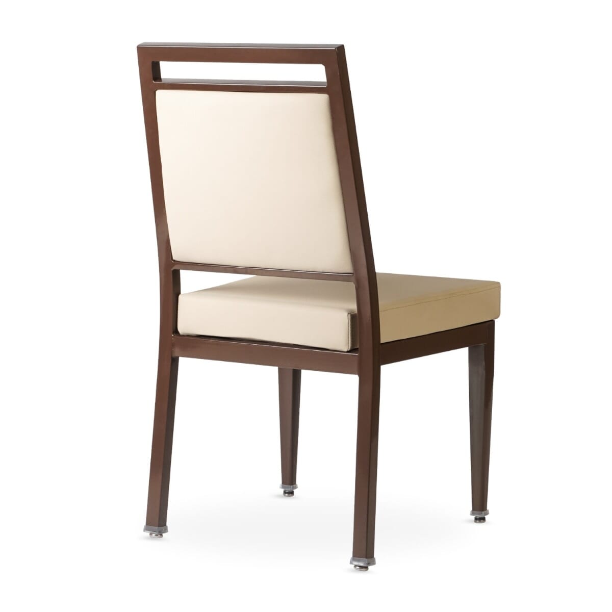 Atticus Quickship Steel Stackable Banquet Chair in Walnut with Beige Vinyl Upholstery