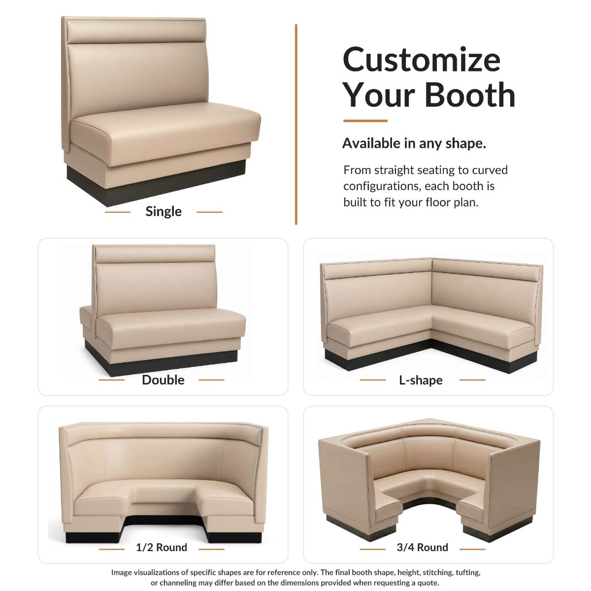 Basic Style Restaurant Booth with Headroll