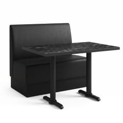 2-Seat Hannah Black Vinyl Restaurant Booth Set with Black Stone Table