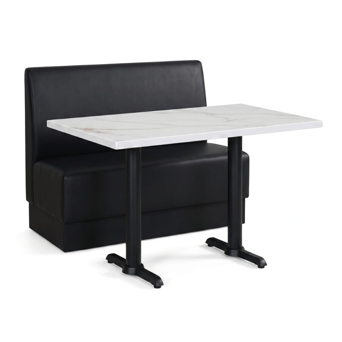 2-Seat Hannah Black Restaurant Booth Set with Amber Stone Table