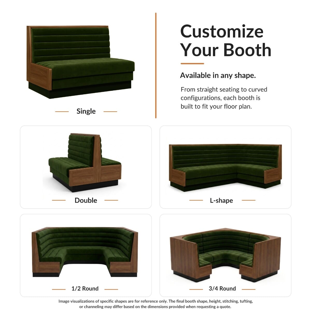 Grove Restaurant Booth with Wide Horizontal Channel Back and Wood Frame