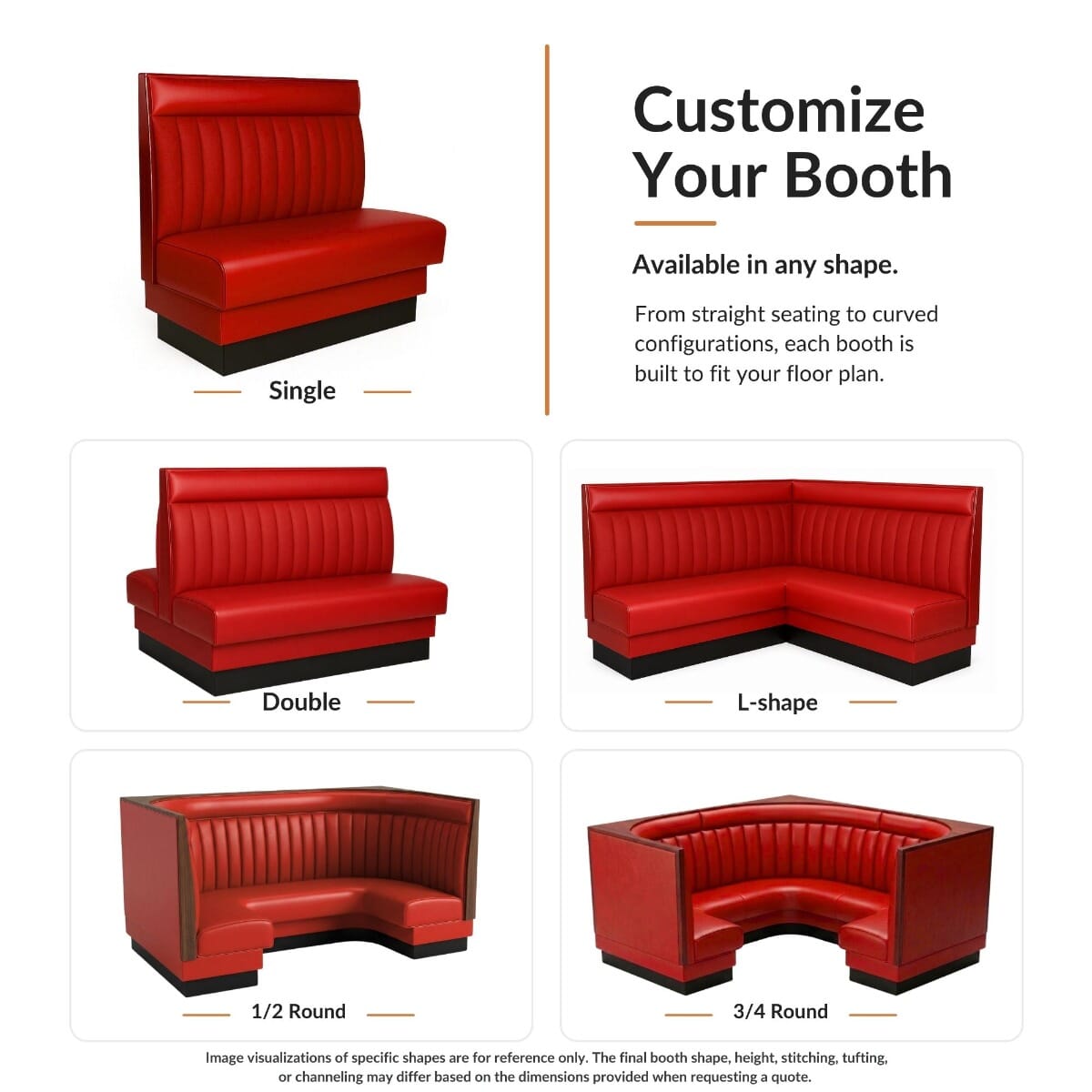 Twelve Channel Wood Panel Style Restaurant Booth with Headroll