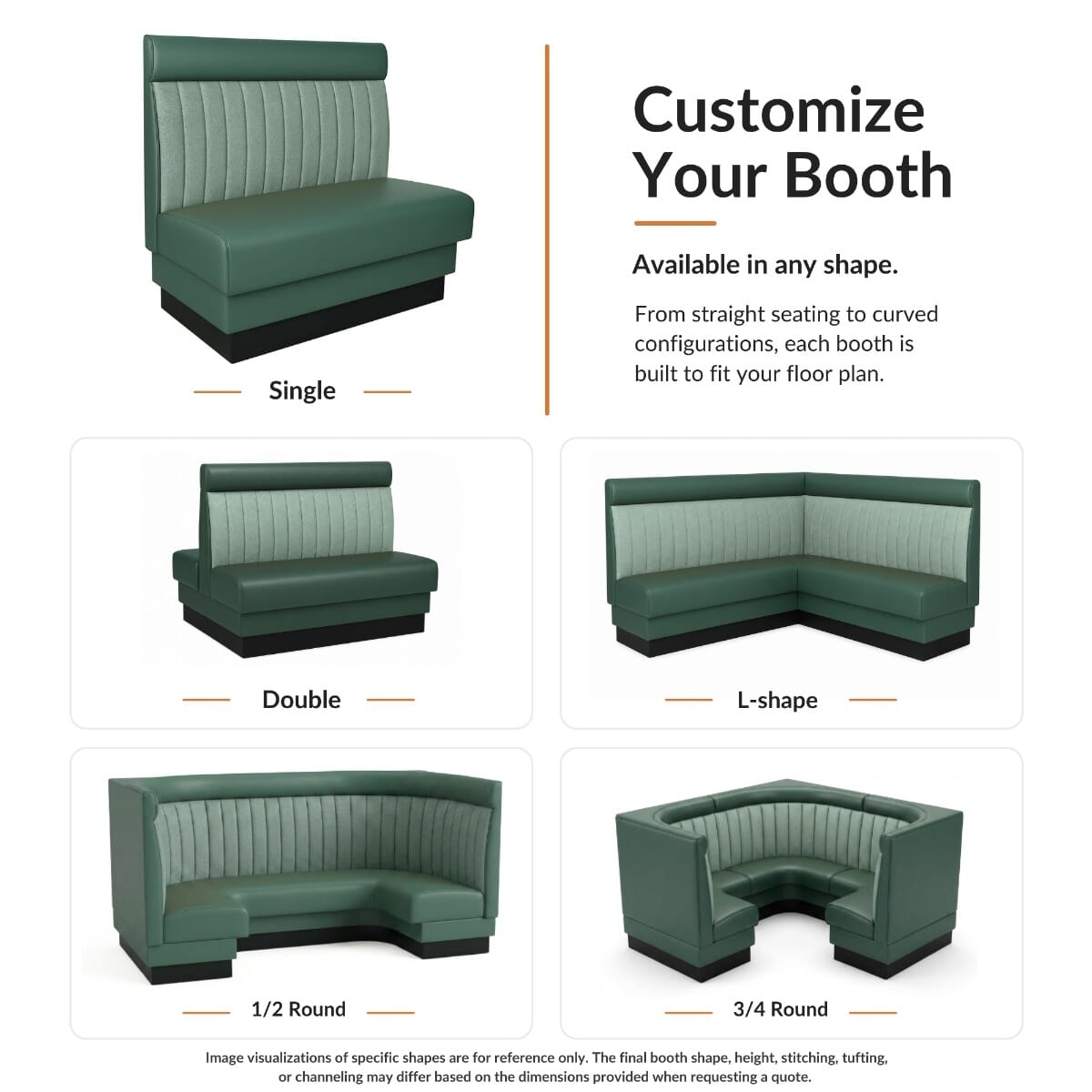 Twelve Channel Style Restaurant Booth with Headroll
