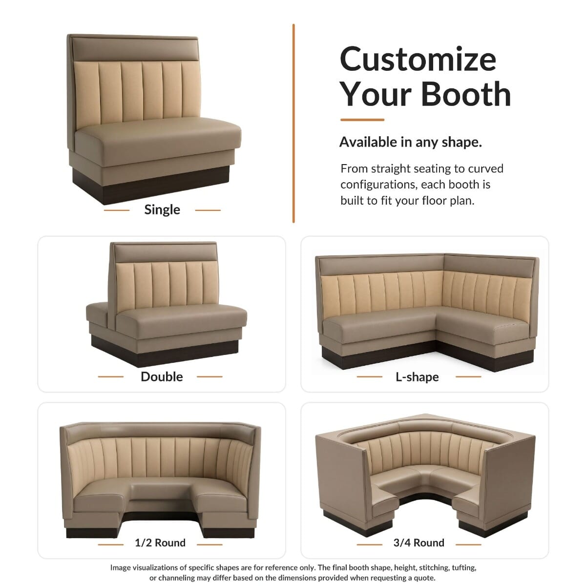Six Channel Wood Panel Style Restaurant Booth with Headroll