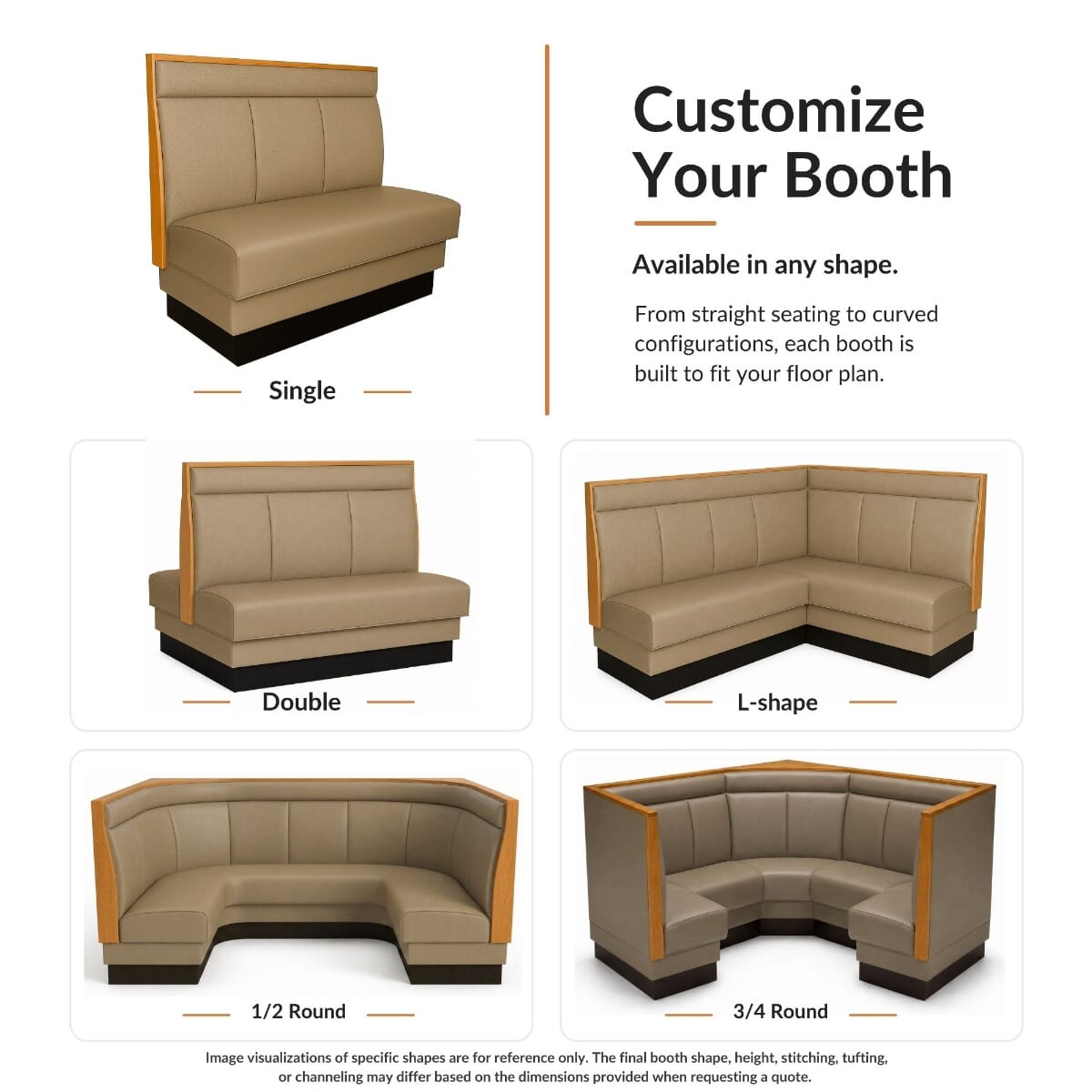Three Channel Back Wood Trim Style Restaurant Booth with Headroll