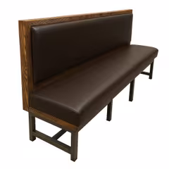 Burned Solid Wood Frame Restaurant Booth with Metal Legs