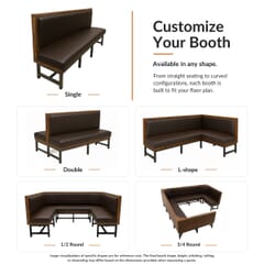 Burned Solid Wood Frame Restaurant Booth with Metal Legs