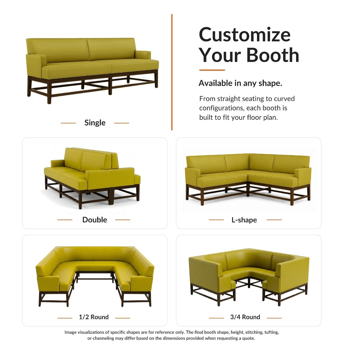 Arcadia Restaurant Booth with Box-Style Cushions & Exposed Wood Frame