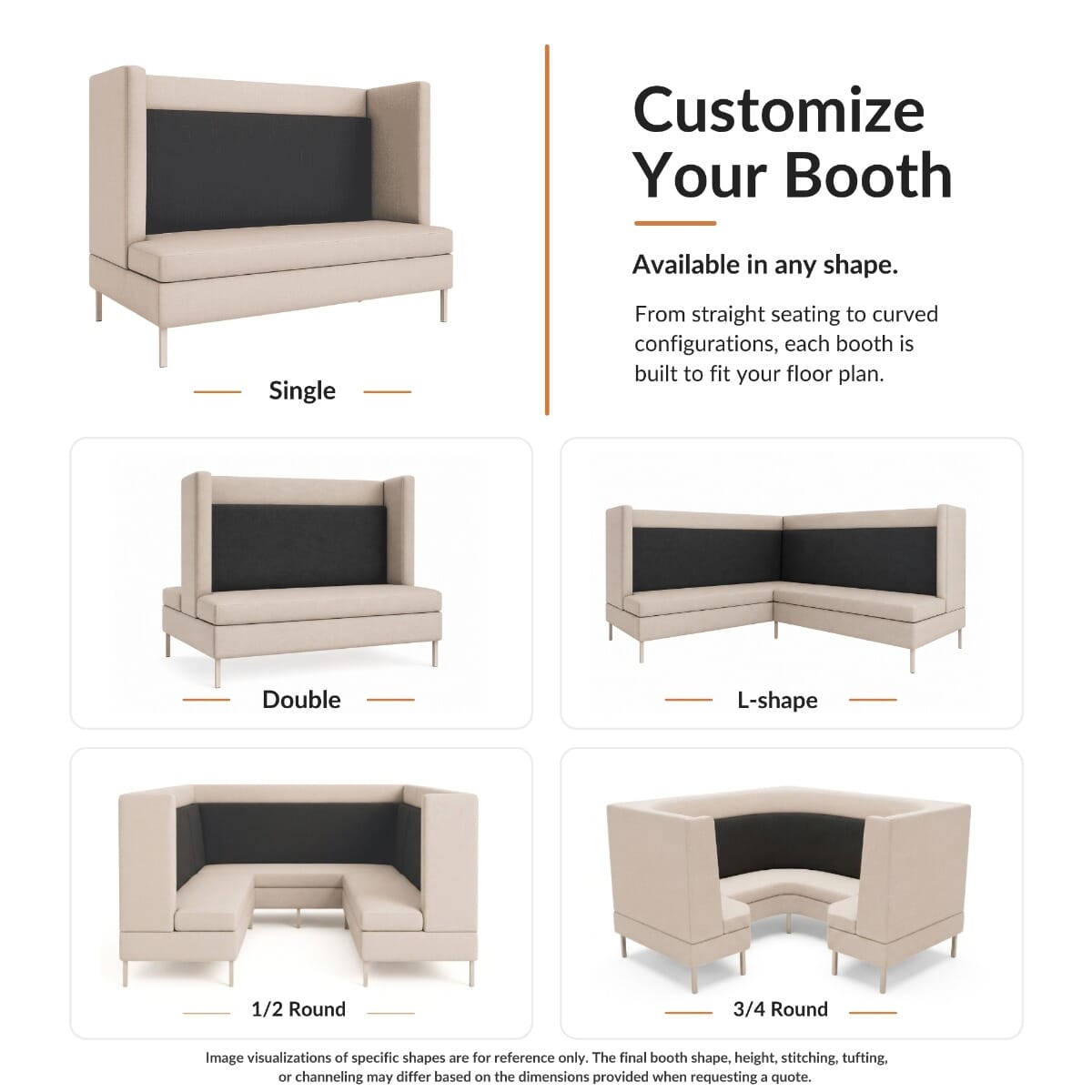 Marwyn High-Back Privacy Restaurant Booth with Upholstered Wing Panels