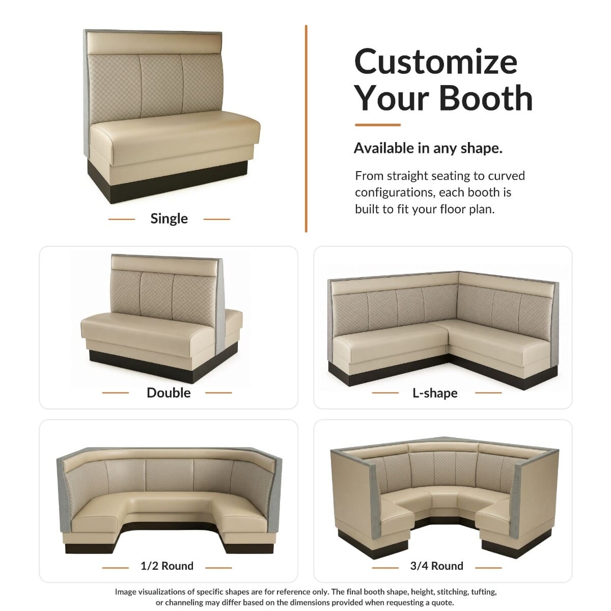 Three Channel Back Laminated-Trim Style Restaurant Booth with Headroll