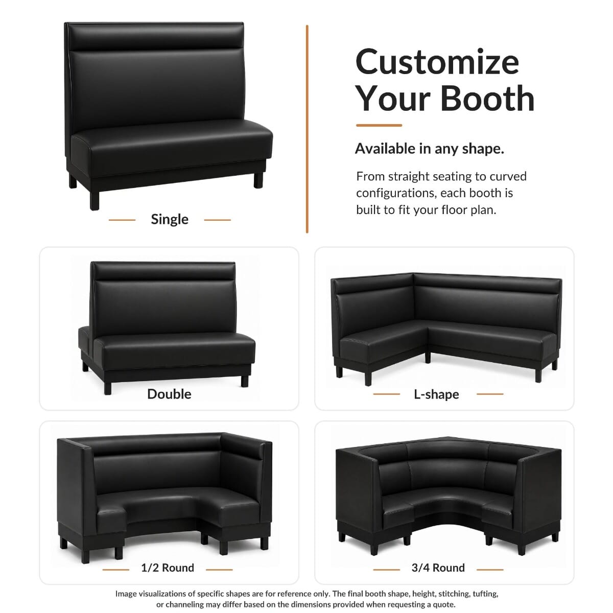 Sienna Upholstered Restaurant Booth with Headroll and Wood Legs