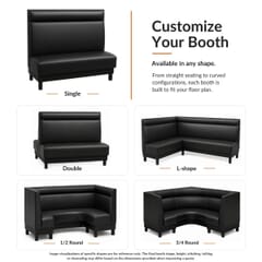 Sienna Upholstered Restaurant Booth with Headroll and Wood Legs