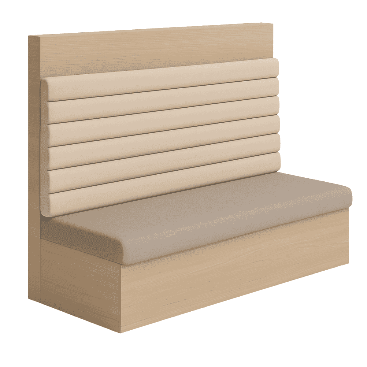 Solvi Restaurant Booth with Horizontal Channel Back & Wood Base