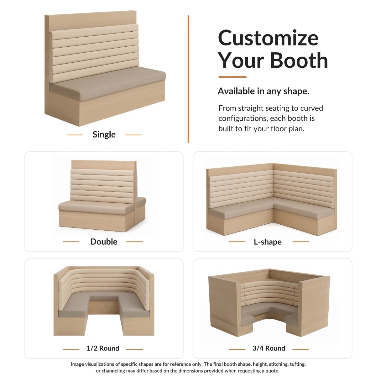 Solvi Restaurant Booth with Horizontal Channel Back & Wood Base