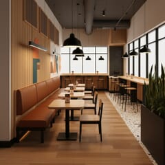 Nuvon Modern-Retro Vertical Channel Tufted Restaurant Booth – Wood Frame