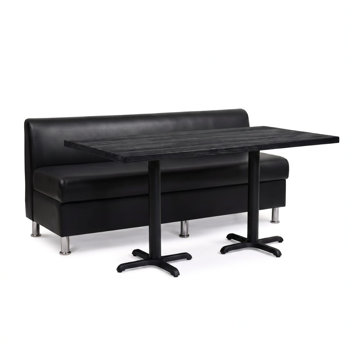 3-Seat Adele Black Restaurant Booth Set with Antique Black Ash Table