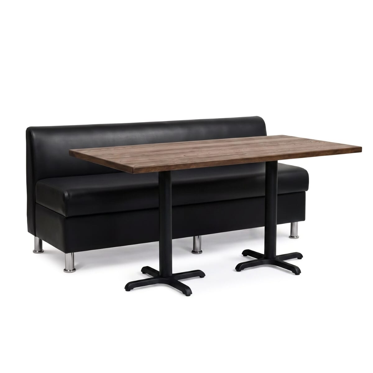 3-Seat Adele Black Vinyl Restaurant Booth Set with Reclaimed Ash Table