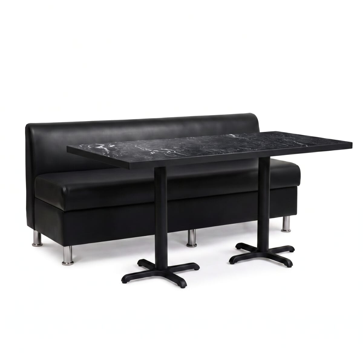 3-Seat Adele Black Restaurant Booth Set with Black Stone Table