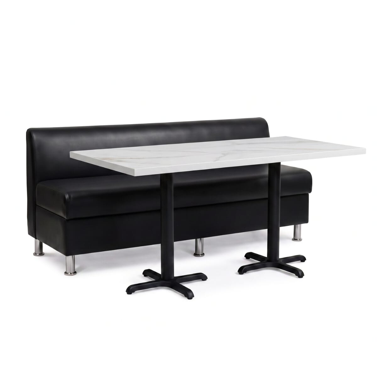 3-Seat Adele Restaurant Booth Set with Amber-Veined Stone Top