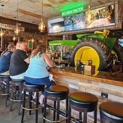 Backless Solid Wood Demi Bar Stool in Walnut
