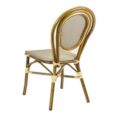 Bamboo-look Stackable Aluminum Frame Textilene Mesh Seat and Back Restaurant Chair
