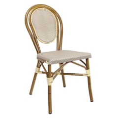 Bamboo-look Stackable Aluminum Frame Textilene Mesh Seat and Back Chair - NEW!
