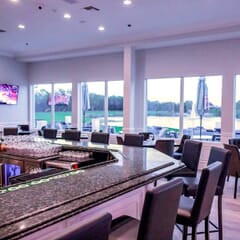 Fully Upholstered Wood Look Metal Restaurant Bar Stool in Walnut