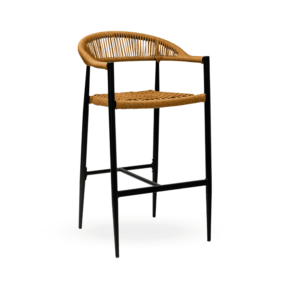 Sabbia Outdoor Restaurant Bar Stool with Tan Seat and Back