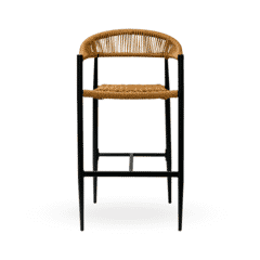 Outdoor Restaurant Bar Stool with Tan Seat and Back
