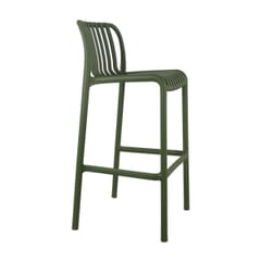 Outdoor Resin Bar Stool with Striped Seat and Back in Green
