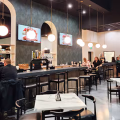 Black Elm Wood Restaurant Bar Stool With Upholstered Seat