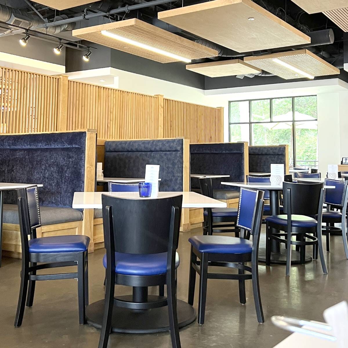 Black Solid Wood Square Back Restaurant Chair with Nailhead Trim