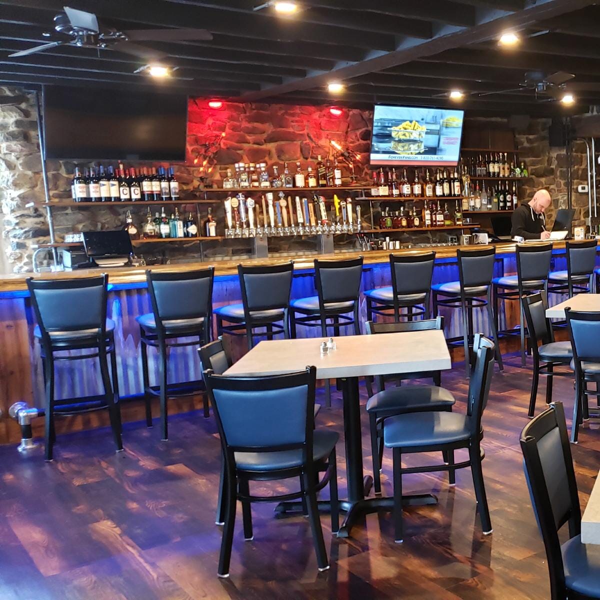 Black Steel Frame Restaurant Bar Stool with Upholstered Seat & Back