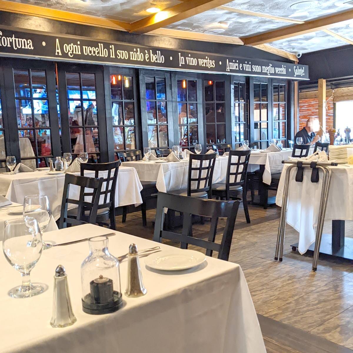 Black Wood Lattice-Back Restaurant Chair