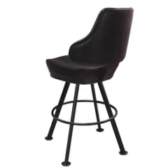 Classic Casino Bucket Bar Stool for Restaurant and Home with Large Black Rounded Frame and Black Vinyl