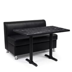 2-Seat Adele Black Vinyl Restaurant Booth Set with Black Sintered Stone Table