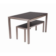 Outdoor Aluminum Restaurant Table with Black Synthetic Teak Wood Slats
