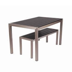 Outdoor Aluminum Restaurant Table with Black Synthetic Teak Wood Slats (52 x 52) ”