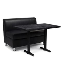 2-Seat Adele Black Vinyl Restaurant Booth Set with Antique Black Ash Table