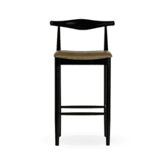 Black Elm Wood Bar Stool With Upholstered Seat