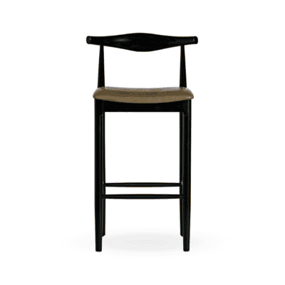 Black Elm Wood Restaurant Bar Stool With Upholstered Seat